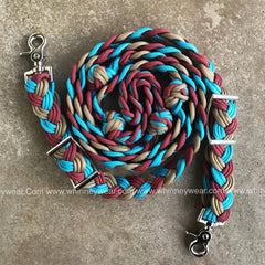 WhinneyWear Custom 8ft Turq/Wine/Tan Reins
