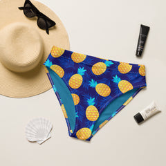 Blue Pineapple high-waisted bikini bottom