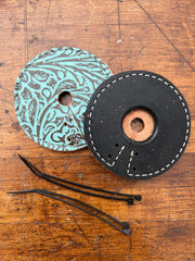 Turquoise Floral Hide/Rubber Bit Guards