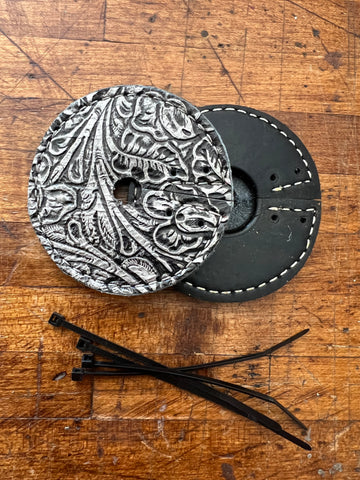 Black & Silver Floral Hide/Rubber Bit Guards