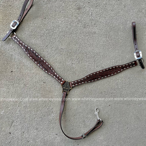 Dark Oil Feather Breastcollar - Pewter Buckstitch