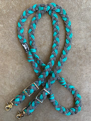 Custom 8ft Teal & Grey Braided Reins