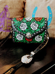 Hand Tooled Roses Leather Purse